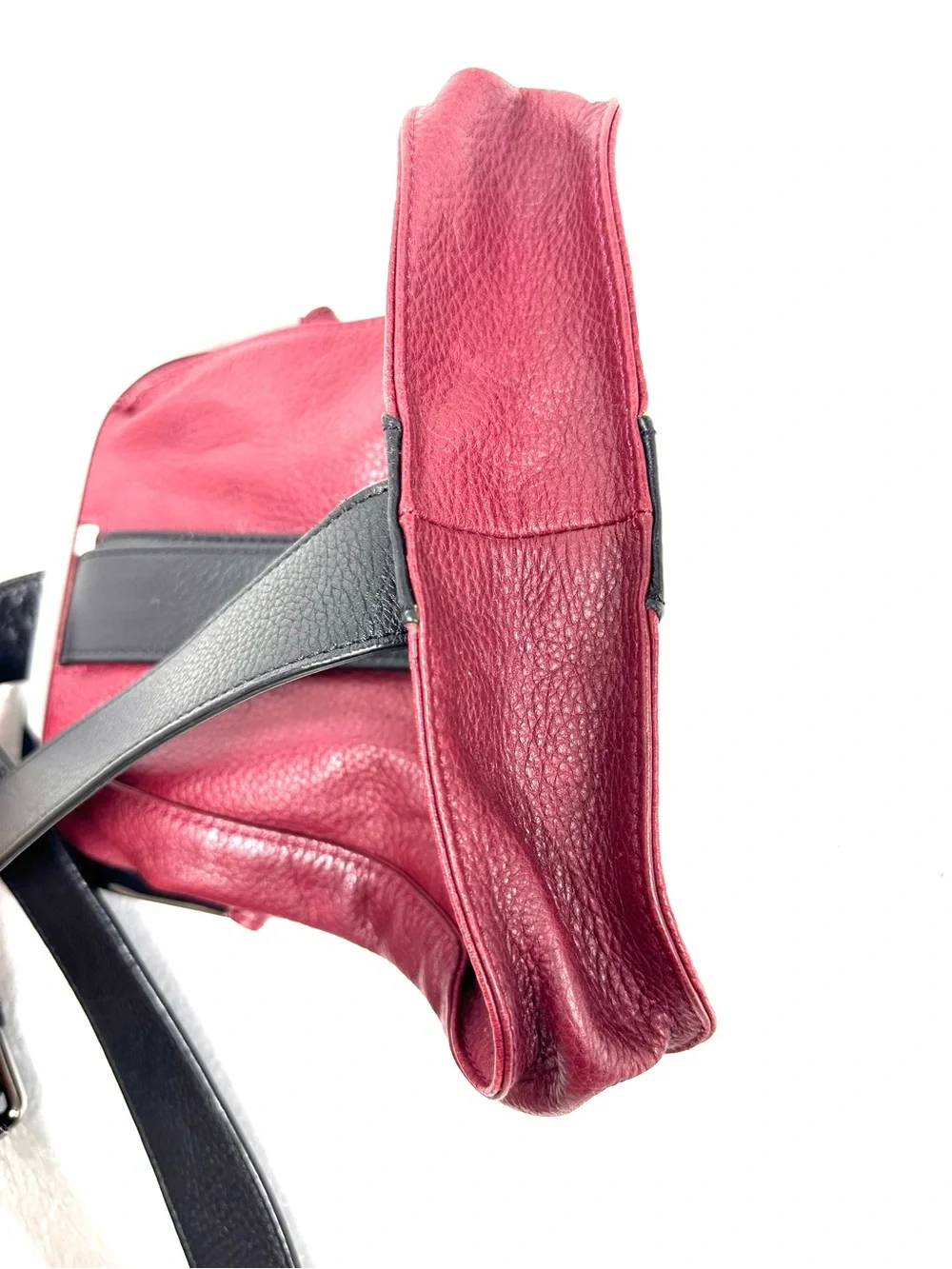 Vintage L.A.M.B. Red and Black Pebbled Leather One Shoulder Sling Back
